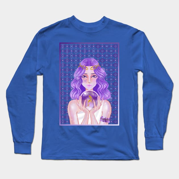 Pisces Amethyst Long Sleeve T-Shirt by amadeuxway